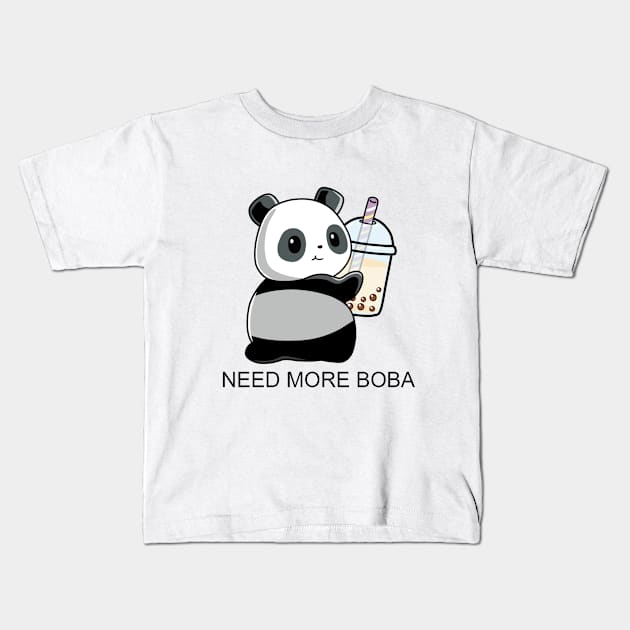 Cute Little Bobaholic Panda Needs More Boba! Kids T-Shirt by SirBobalot